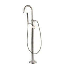 LUXIER Freestanding Roman Tub Faucet Filler with Hand Shower in Brushed Nickel
