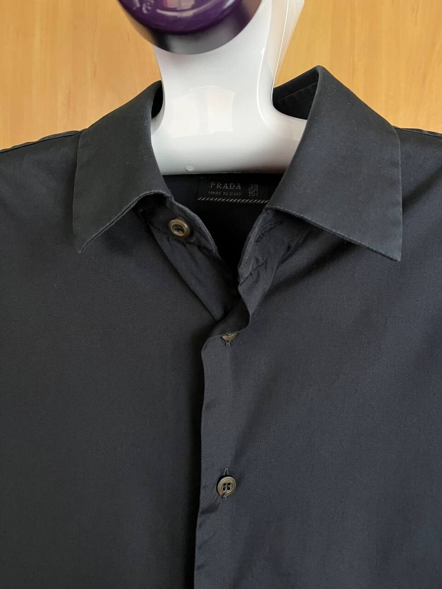 Prada Milano Vintage Men's Black Button Shirt Long Sleeve Medium