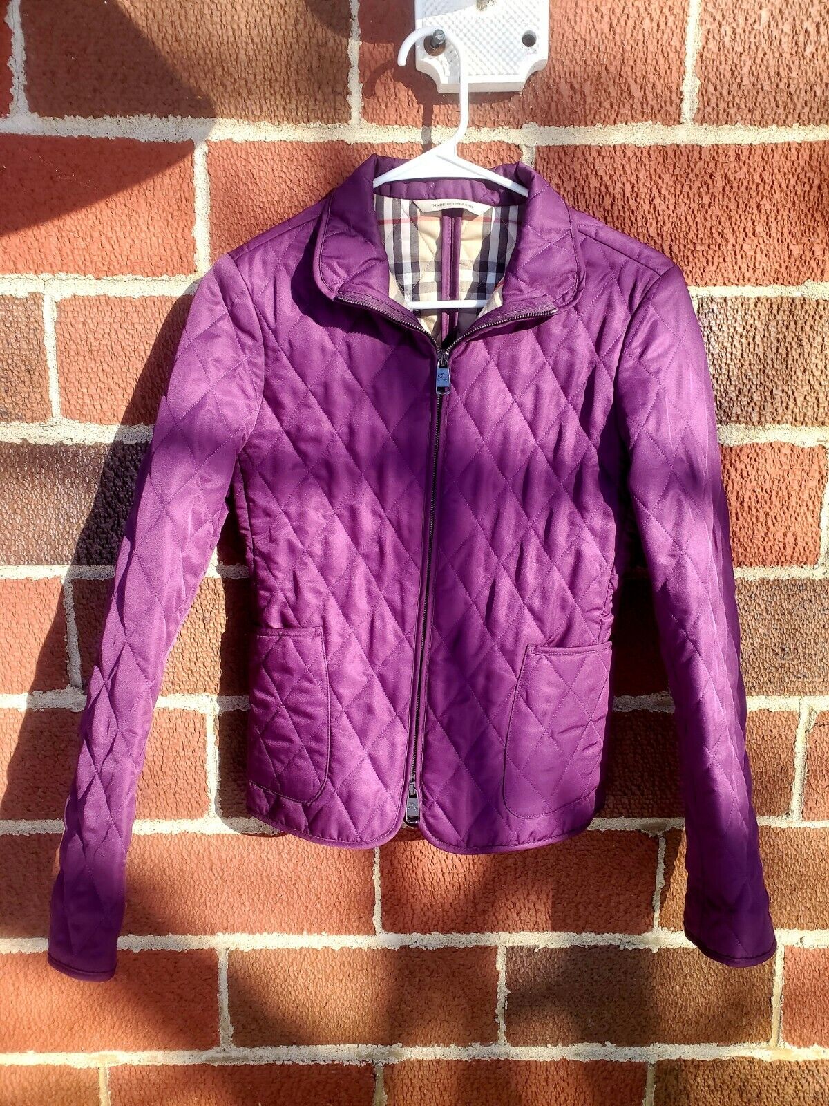 Authentic Burberry Brit Diamond Quilted Jacket XS Purple | eBay