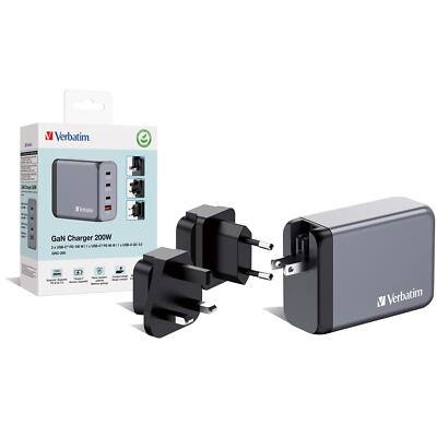 Verbatim GNC-200 Universal GaN-Ladegerät mit 200W für USB-C und