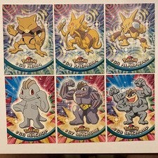 6 Pokémon Topps Cards #63, 64, 65, 66, 67 & 68 - Abra, Machop, Machamp
