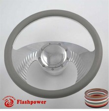 14 Billet 9 Hole Steering Wheel Kit Light Gray Half Wrap W Horn Adapter 14 Billet 9 Hole Steering Wheel Kit Light Gray Half Wrap W Horn Adapter