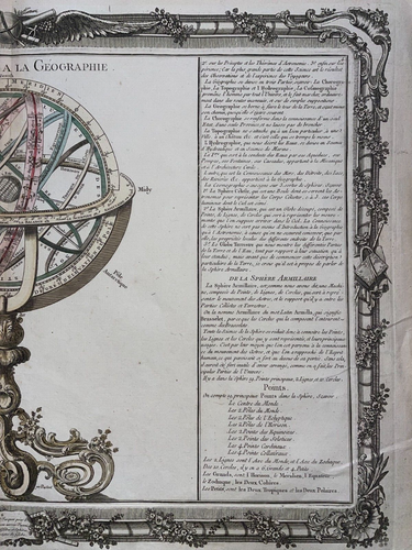 ARMILLARY SPHERE 1761 CHARLES-LOUIS DESNOS LARGE ANTIQUE MAP 18TH CENTURY - Picture 4 of 6
