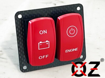 Real Carbon Fiber Ignition Switch Panel Engine Start & Battery Cut On/Off Rocker