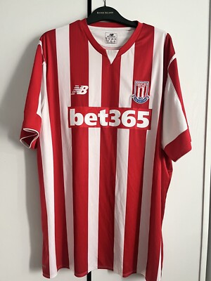 Mens Stoke City FC Home Red White Stripe Football Shirt UK 3XL
