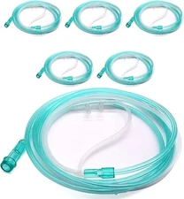BOX OF 5 (FIVE) 7FT Adult Flexible Tip Soft Nasal Oxygen Cannulas Green
