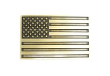 Patriotic American USA Flag Bronze Plated Vintage Finish Metal Belt Buckle