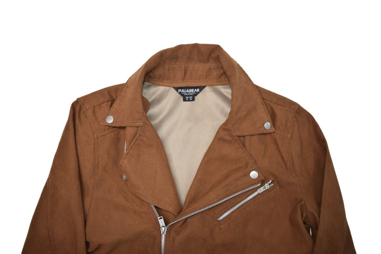 Pull & Bear Jacket Womens Medium Brown Motorcycle… - image 3