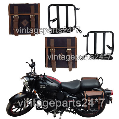 Royal Enfield New Classic Reborn 350 Segeltuch- und Ledertaschen mit Befestigung