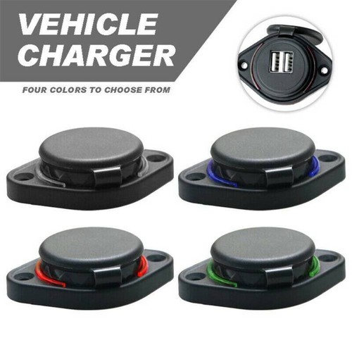 12V /24V - 3.1A Waterproof Car Dual Black ABS USB Port Charger Socket Outlet LED - Picture 3 of 16