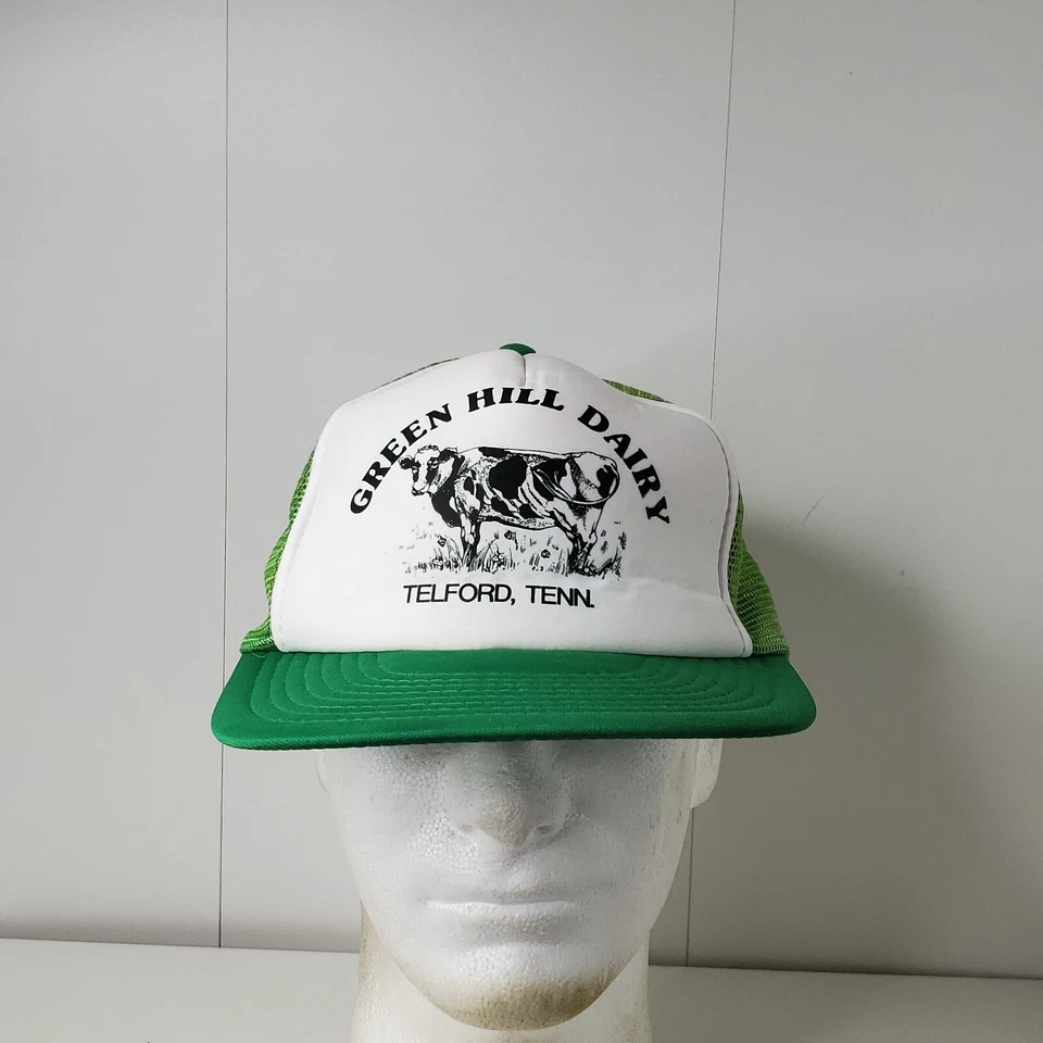 VTG Green Hill Dairy Farm Cattle Cows Telford Tennessee Trucker Hat Snapback Cap - Image 2 of 4