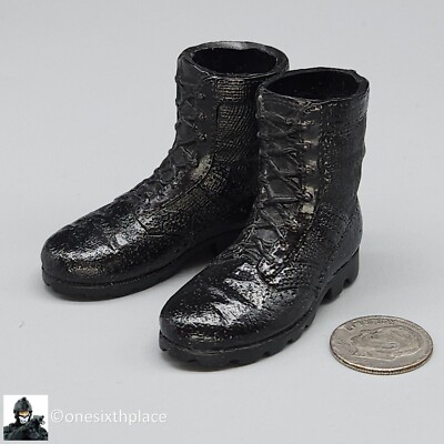 1:6 scale Dragon Ranger Phil Gloss Black Combat Boots (Foot Type