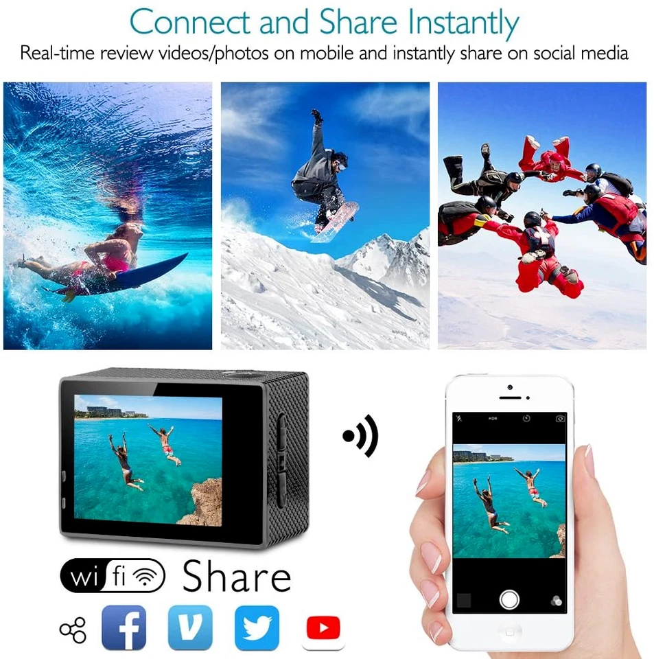 Dragon Touch 4K Action Camera 16MP Vision 3 Underwater Waterproof Camera... - Image 4 of 4
