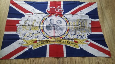 Vintage Union Jack Flagge ''Gott segne unsere königliche Familie'' - Queen Elizabeth & Familie