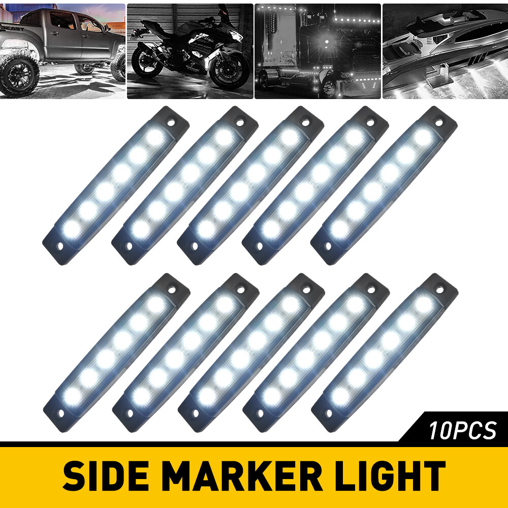 10x White 6LED Clearance Marker Lights for Trucks Trailers RVs New
