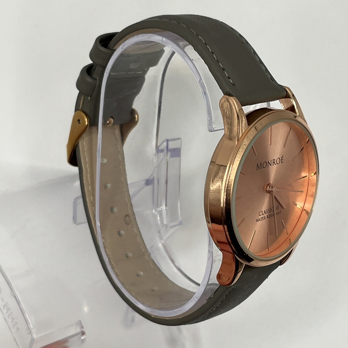 Monroe By Maestro Classique Rose Gold Tone Round Case Gray 