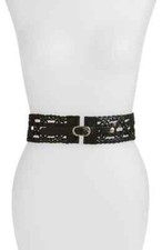 Hinge 273140 Women's Woven Braid Stretch Belt, Size Small/Medium - Black