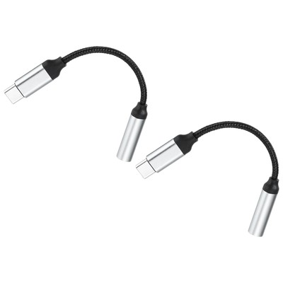 2pcs USB C to 3.5mm Female Audio Aux Jack Cable Type C Adapter to 3.5mm, Grey