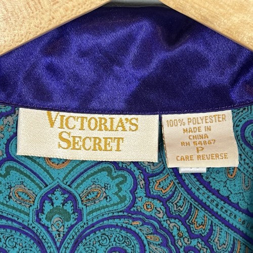 Vtg Victoria’s Secret Gold Label Pajama Set Green Purple Paisley Size XS - Picture 9 of 19