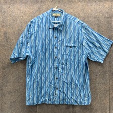 Tommy Bahamas Shirt Men Extra Large Adult Blue Casual Button Down Silk Pockets