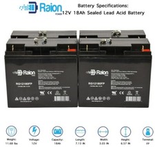Raion Power 12V 18Ah American Vermerien AGM1280T Wheelchair Battery - 4 Pack