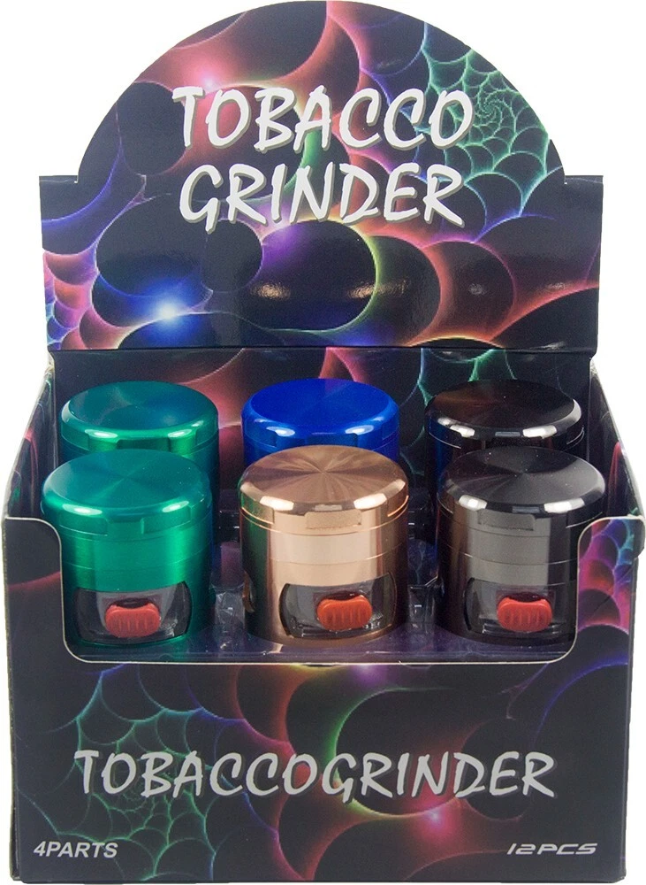 12 PACK 2" 4 Piece Metal Herb Spice Smoke Tobacco Grinder W/ Drawer on the Side