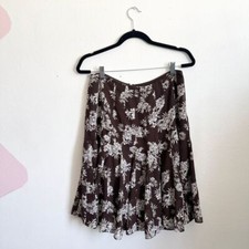 Vintage Y2K Sheer Low Rise Brown Floral Midi Skirt 90's 00's Fairycore 8P