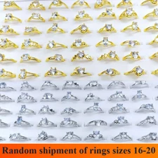 25/50pcs Gold and Silver Zirconia Ring - Wholesale Fashion Ring Accessories