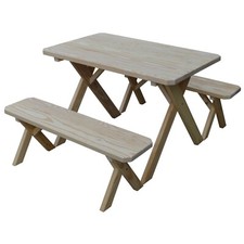 Pine Cross-Leg Picnic Table with Benches - Made in USA