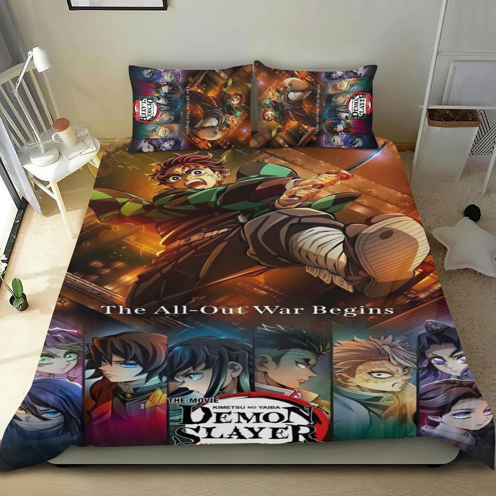 Kimetsu no Yaiba 3-Piece Bedding Set Duvet Cover Set Soft