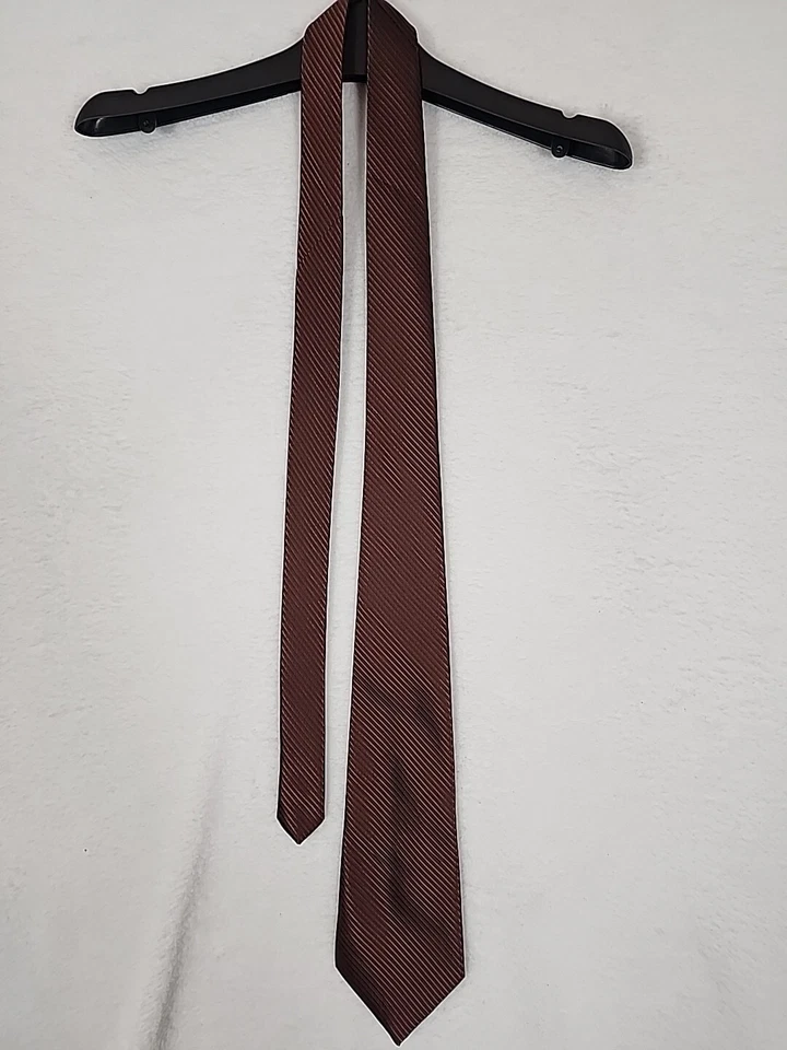 Gravata Kai longa listrada masculina 100% seda bronze cerveja raiz feita à mão escritório casual - Imagem 2 de 4