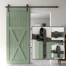 CCJH 4FT-20FT Sliding Barn Door Hardware Track Kit for Single/Double/Bypass Door