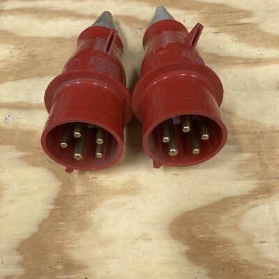 Lot Of 2 Mennekes TYP 4 IP44 Plug 32A-6h/200/346V~ 240/415V~ 3P+N+