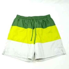 Retro NIKE Mesh Lined Swim Trunks - L - Green White - Y2K 90s Throwback