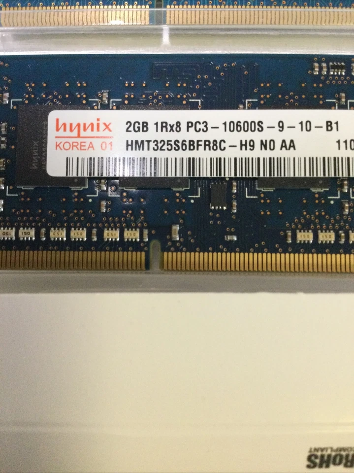 Crucial 4 GB (2x2GB) 1Rx8 PC3 -10600S-9-10-B1 HMT325S6BFR8C-H9 No AA - Image 4 of 4