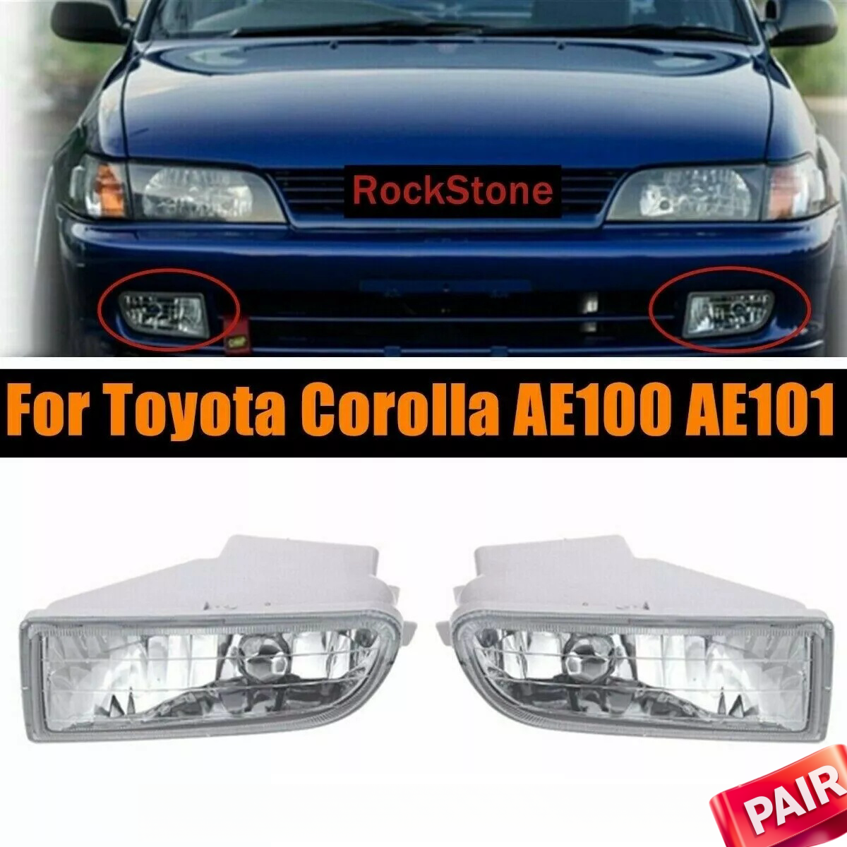 Pair Bumper Fog Driving Lamp Light for 1993-1997 Corolla AE100