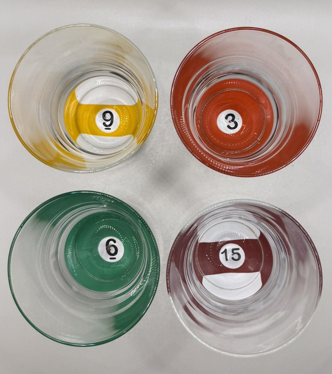 Juego 4, Gafas Lowball Doble Billar Piscina Antiguo Luminarc Francia De Colección
