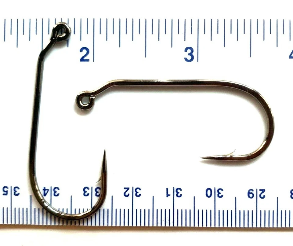 GERRY'S TACKLE 100 GT 32886 2X Strength Black Nickel 30 Degree Round Bend Jig Hooks size 3/0