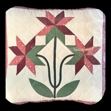 Bucilla Applique Pillow PINK FLOWERS 40119 16" Square Unopened Vintage Kit