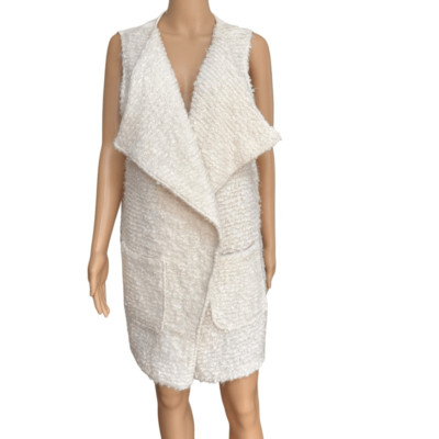 Zara Basic Collection Women s Cream Sleeveless Faux Fur Vest Size L