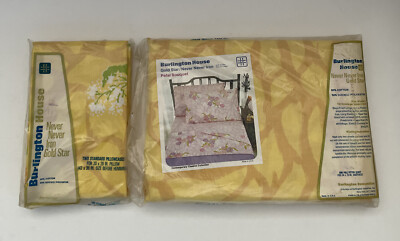 Vintage Burlington House Petal Bouquet Full Fitted Sheet & 2 Pillowcases 1970s