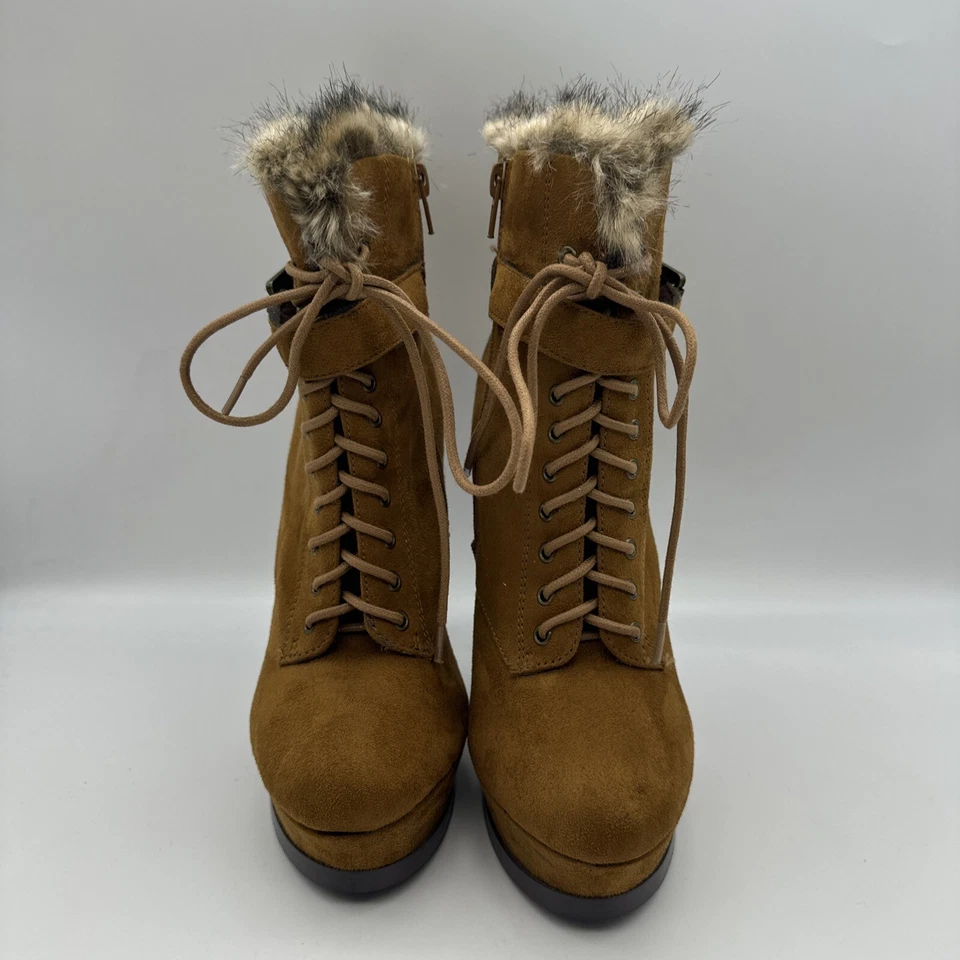 Botín de Tacón Alto Luichiny Azul Gamuza Nuevo Talla 9M Marrón Piel Sintética Foto 2 de 4