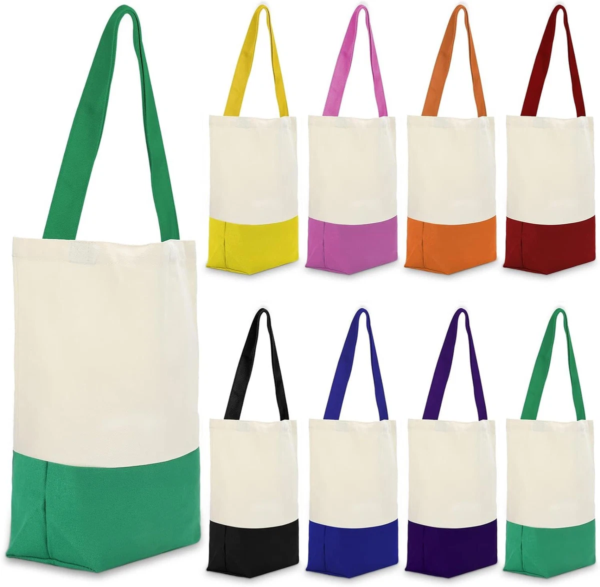 Epakh 8 Packs Large Canvas Tote Bag Bulk Reusable Beach Shopping 12 Oz... |  eBay