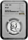1960 50C Proof Silver Franklin Half Dollar NGC Graded PF 67 White Coin