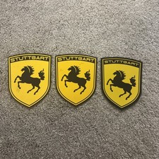 Porsche Stuttgart Crest Collectible Auto Advertising Sign Yellow Black Magnetic Porsche Stuttgart Crest Collectible Auto Advertising Sign Yellow Black Magnetic