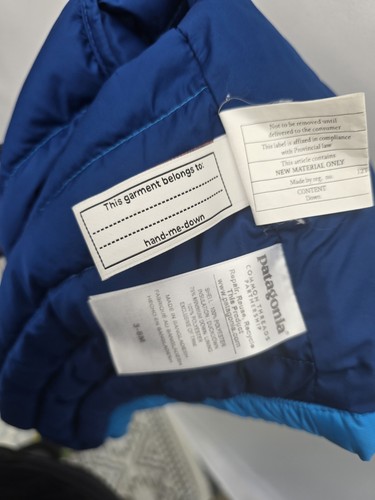 Patagonia Baby 3-6 Months Down Sweater Puffer Jacket Blue Full Zip - Picture 6 of 11