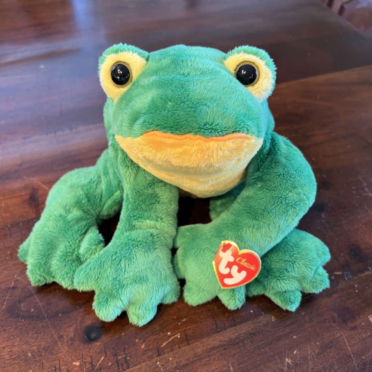 Ty Classic 2003 BAYOU Frog Plush W Croaking Rattle Sound! Tags