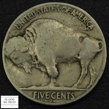 1937 D Three Legged Buffalo Nickel 5C 3 Legs