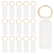 16pcs Leather Keychain,72mm Sublimation Keychain Blanks,Rectangular,White