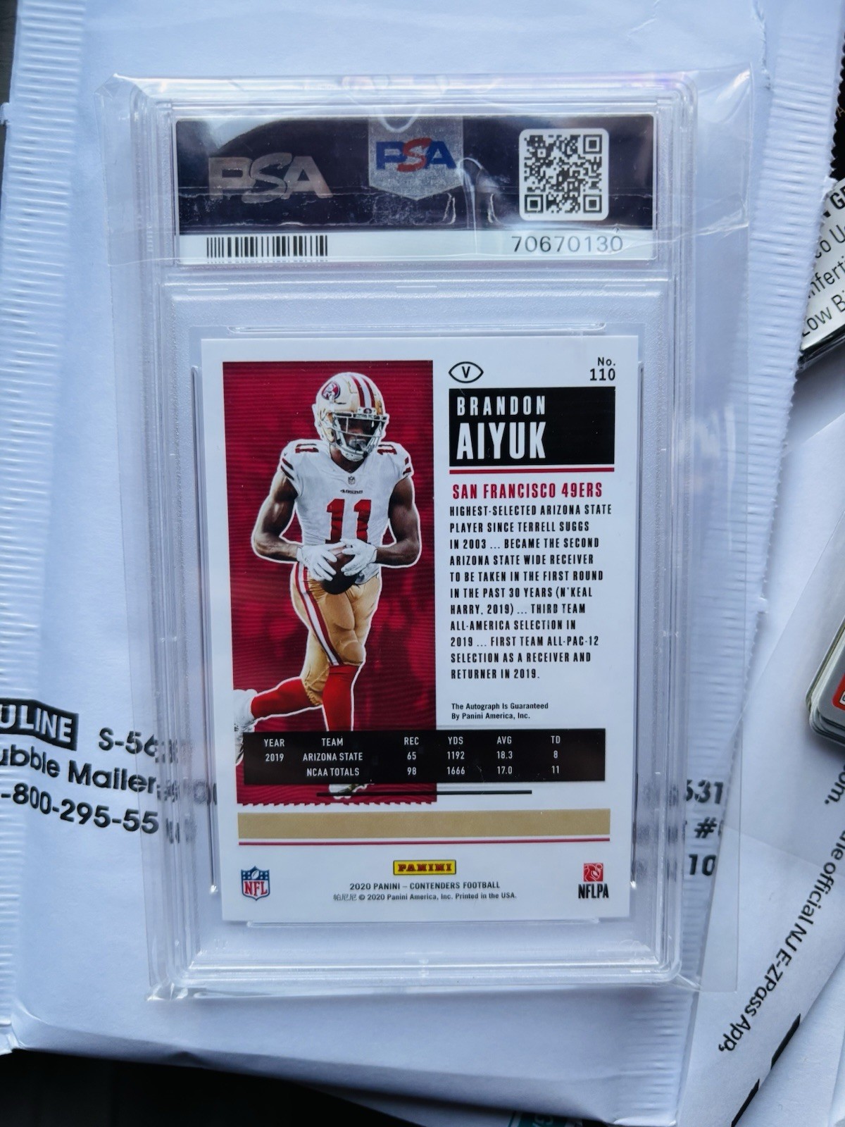 2020 Panini Contenders - RPS Variation Brandon Aiyuk #110 /225 (AU, RC)